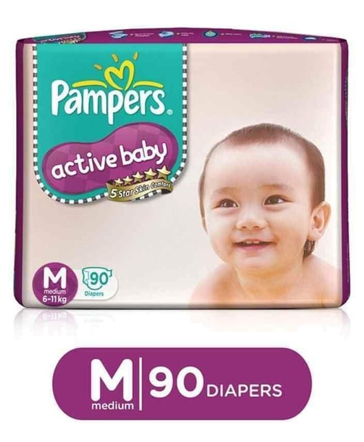 Pampers active sale baby medium 90
