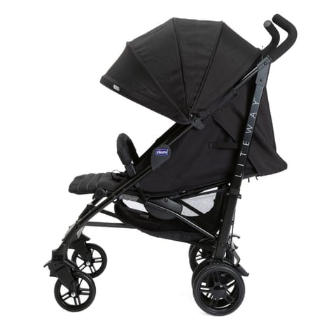 Chicco Lite Way 4 Stroller with 5-Reclining Positions, Pram for Boys and Girls, Trendy Style & Safe Strolling, for Babies (Jet Black)