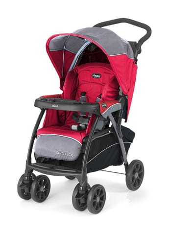 Chicco Cortina CX Stroller with 8-Reclining Positions, Pram for Boys and Girls, for Babies 0-4 Years (Red)