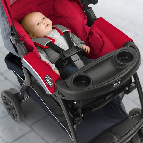 Chicco Cortina CX Stroller with 8-Reclining Positions, Pram for Boys and Girls, for Babies 0-4 Years (Red)