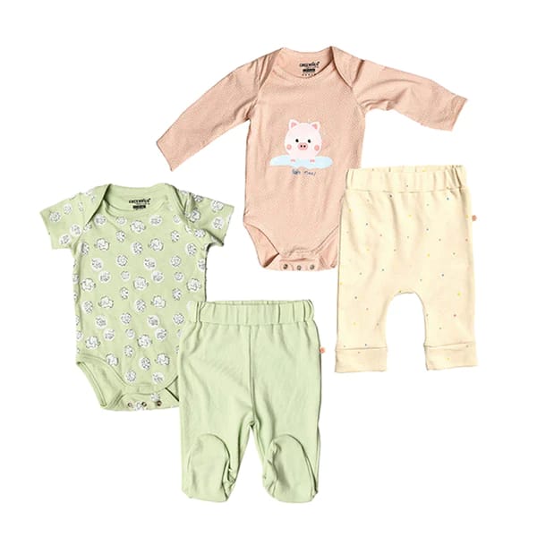 Greendigo Baby Organic Cotton Bodysuit and Leggings - Pack of 4