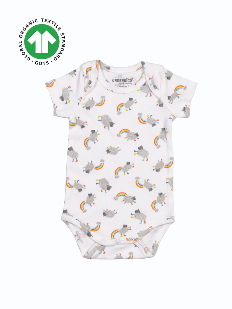 Greendigo Baby Organic Cotton Bodysuit - Rainbow Sheep
