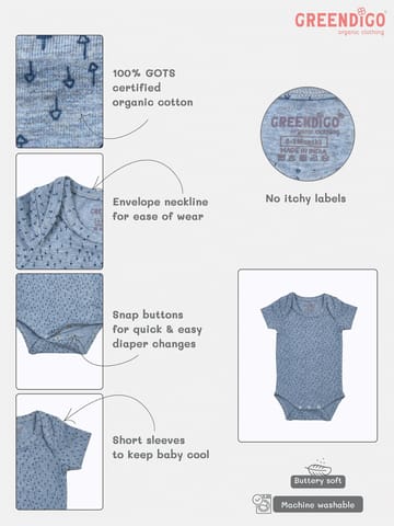 Greendigo Baby Boy Organic Cotton Bodysuits - Stripes Fir Ever - Pack of 2