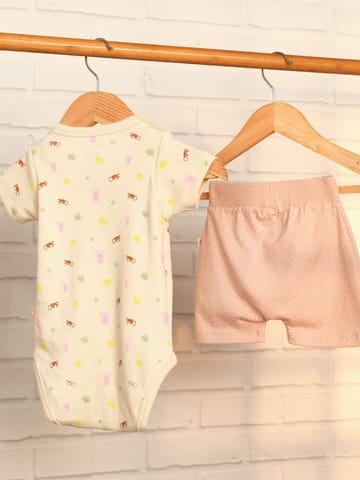 Greendigo Organic Cotton Bodysuit and Short Set for baby boys and baby girls