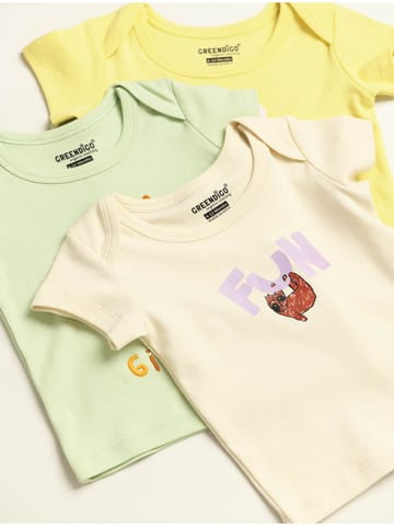 Greendigo Organic Cotton Tshirts for Baby Boys and Baby Girls - Pack of 3