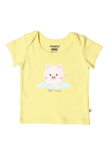 Greendigo Organic Cotton Half Sleeve Round Neck Tshirt for baby boys and baby girls
