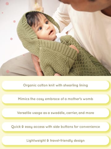 Greendigo Organic Cotton Wintergreen Cocoon Baby Blanket