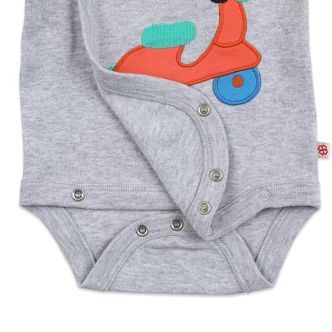 Greendigo Organic Cotton Grey Bodysuit for Baby Boy and Baby Girl