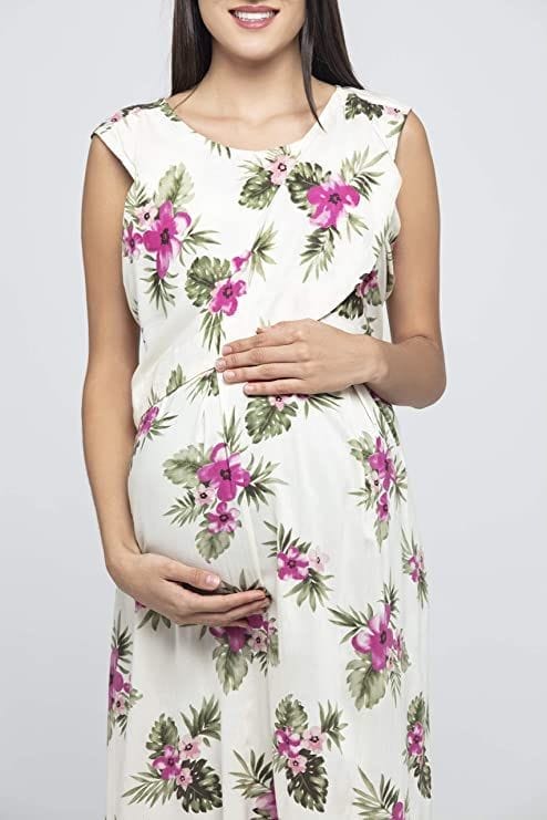 Charismomic Tropical Efflorescent Maternity/Nursing Layer Dress