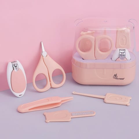 R for Rabbit Stylo Teddy Baby Manicure Set Nail Cutter & Nail Filer, Scissor, Tweezer, Ear Pick Pink