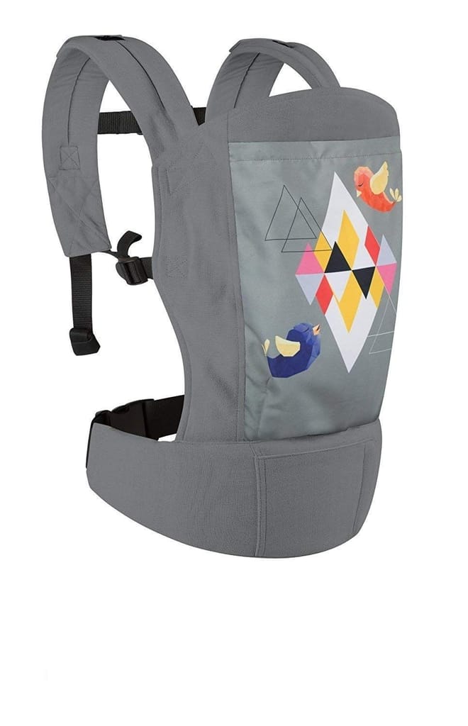 R for Rabbit Hug Me Elite Front & Back Carrier Position, Soft Linen Fabric, Wide Strap With Cap & Mobile Pocket Grey