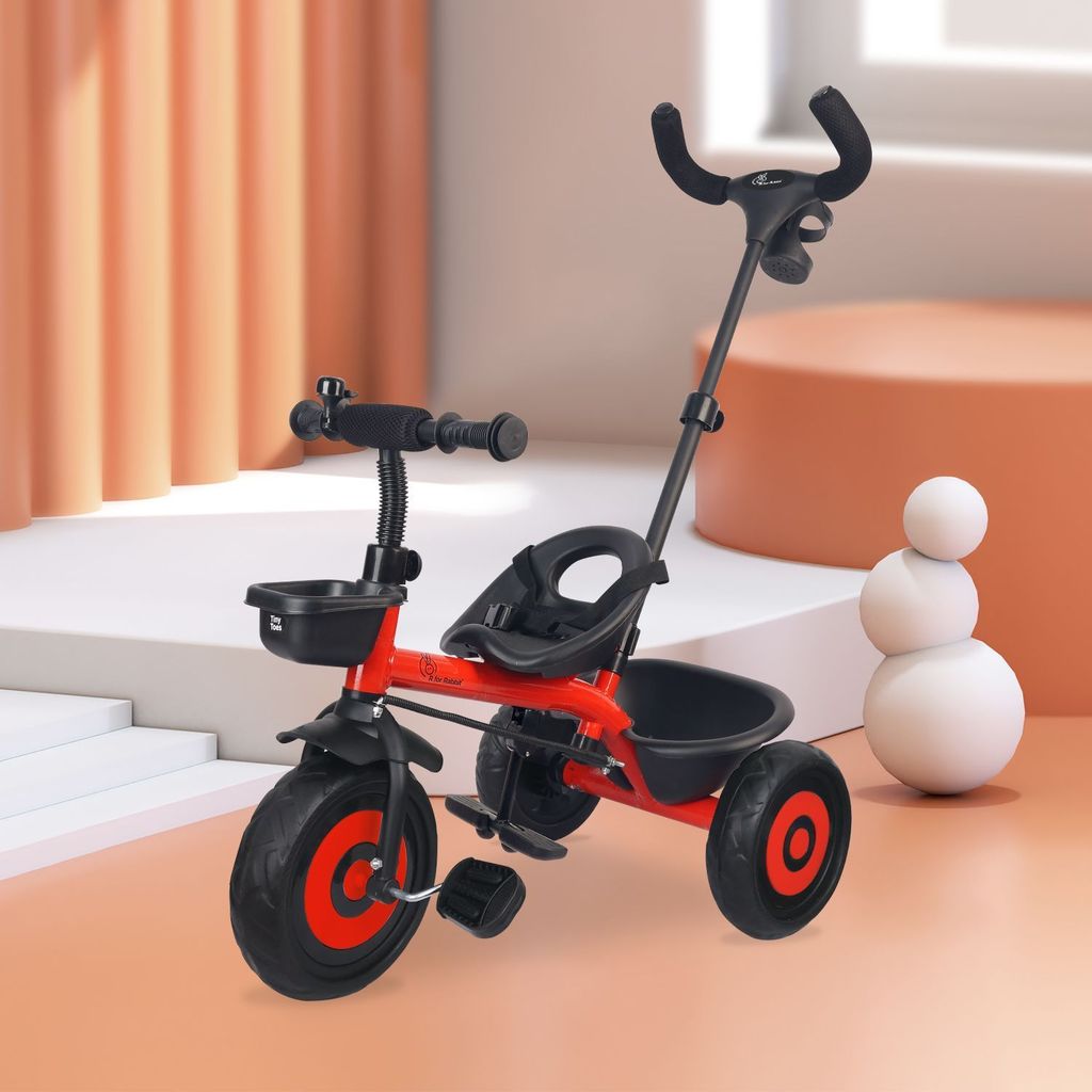 R for Rabbit Tiny Toes T20 Ace Tricycle - 2 in 1, EVA Wheels, Adjustable Parental Control, Cup Holder Red