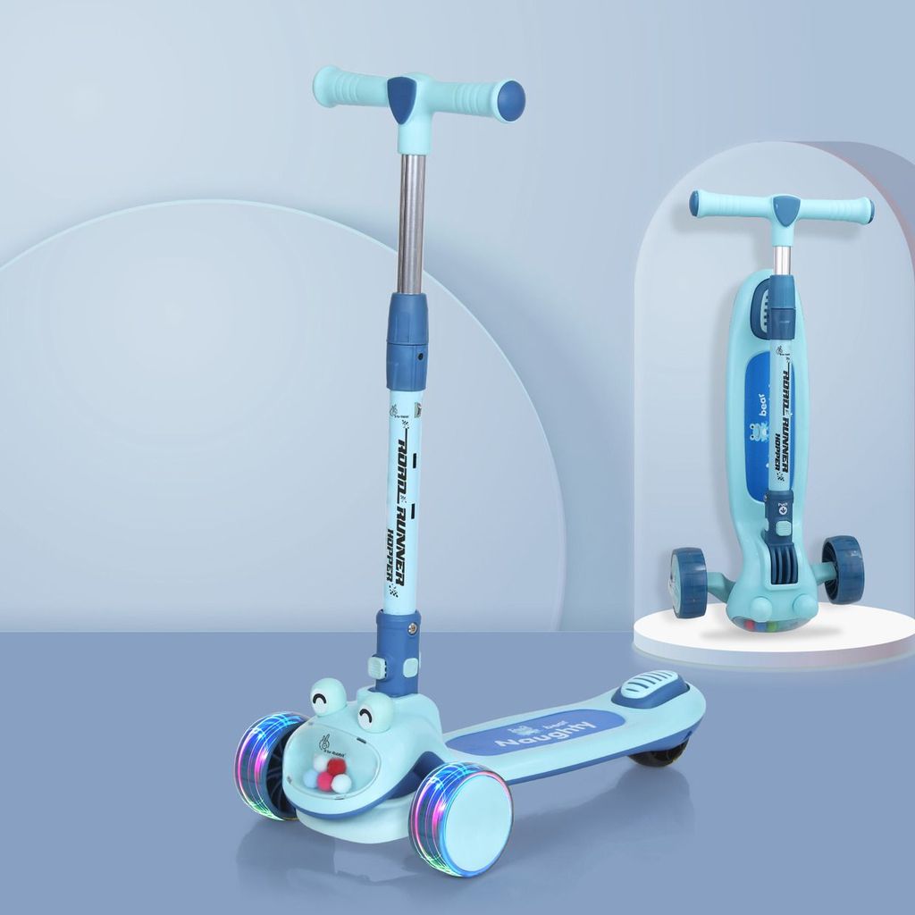 R for Rabbit Road Runner Hopper Scooter For Kids With PU LED Wheels Blue