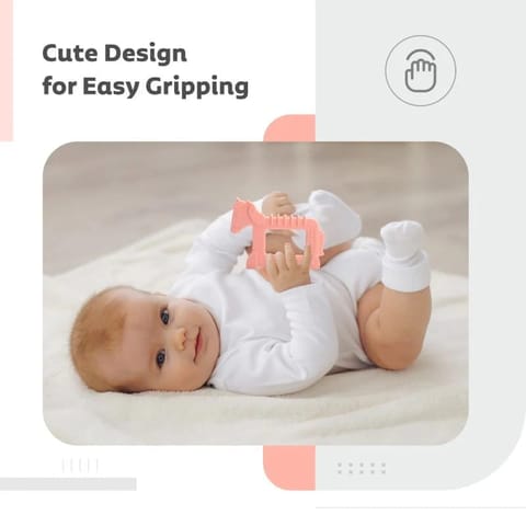 R for Rabbit Tiny Bites Safari - Cute Baby Silicone Teether - Horse Orange