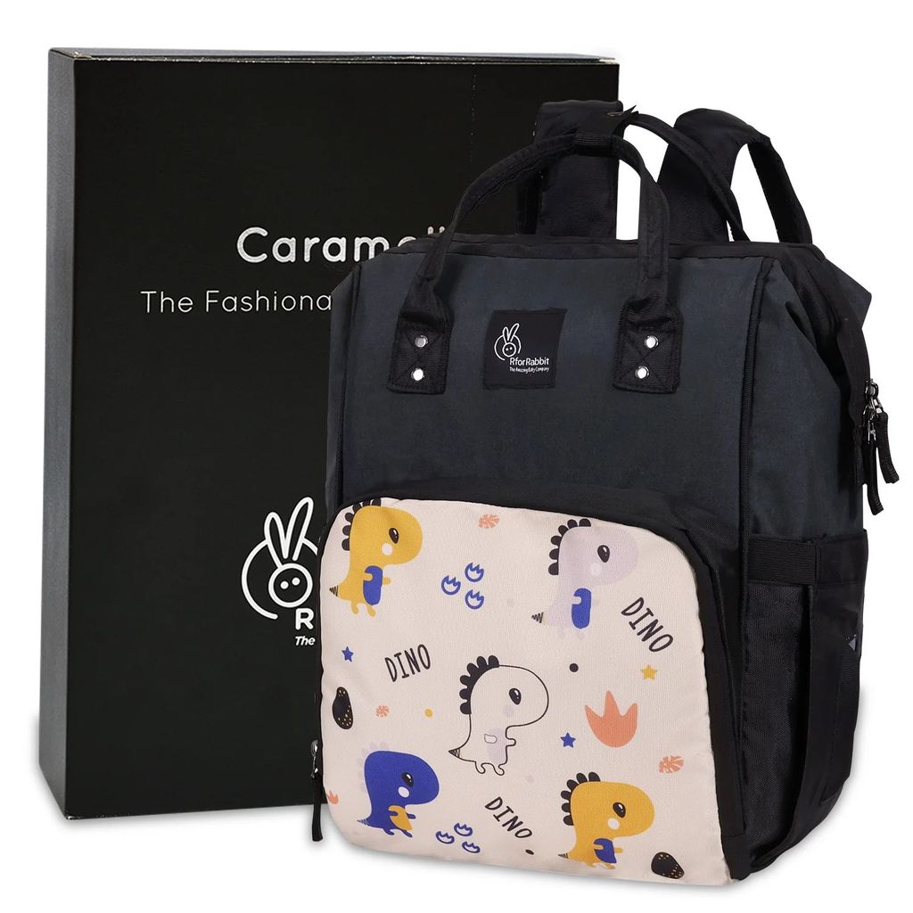 Caramello Dino Diaper Bag For Mother With 11 Pockets Biege