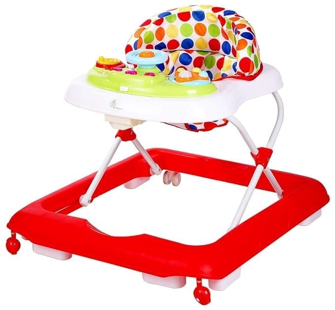 R for Rabbit Step Up Anti Fall Baby Walker with Adjustable Height and Musical Walker Toy Bar for Kids Red