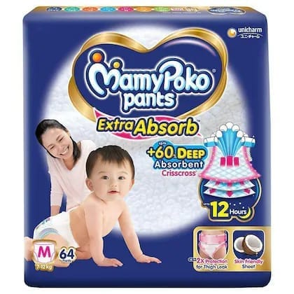 MamyPoko Extra Absorb Pants (M) 64 count (7 - 12 kg)