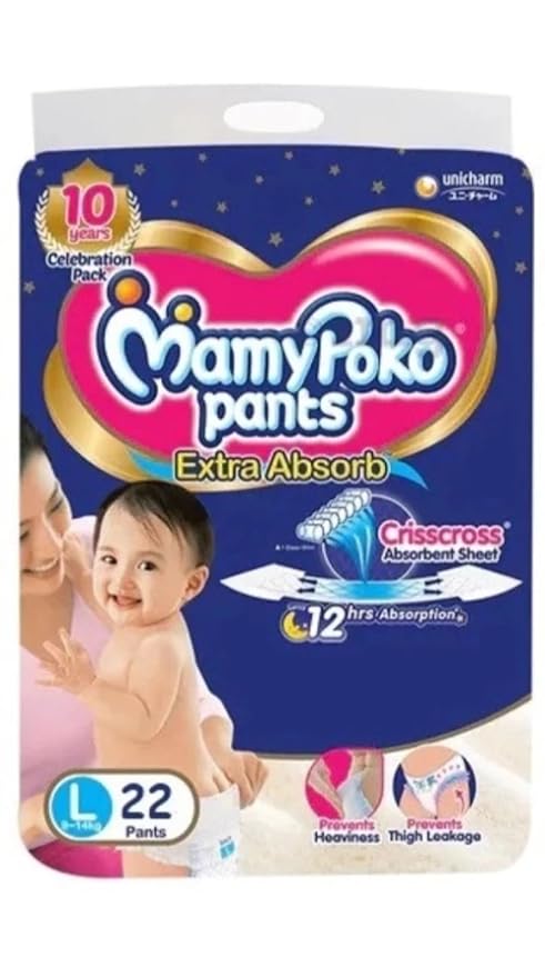 MamyPoko Pants Extra Absorb Baby Diapers, (22 Count) (L)