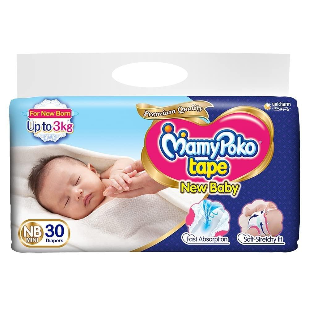 MamyPoko Baby Tape Diapers, New Born mini, Pack of 30