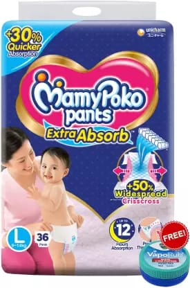 MamyPoko Pant Style Large Size Diapers (36 Count)