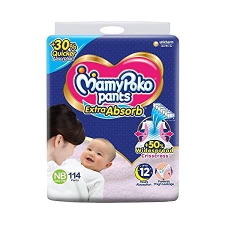 MamyPoko Pants Extra Absorbent NB114, Unisex Baby(Upto 5 Kg)