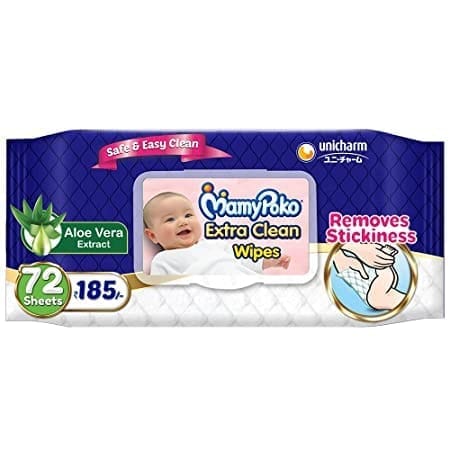 MamyPoko Extra clean wipes with Aloe vera - Pack of 72 wipes