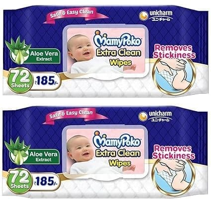 MamyPoko Extra clean wipes with Aloe vera - 72 Wipes (Pack of 2)