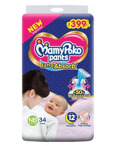 MamyPoko Pants Extra Absorb- For New Born upto 5 Kg - Pack of 34