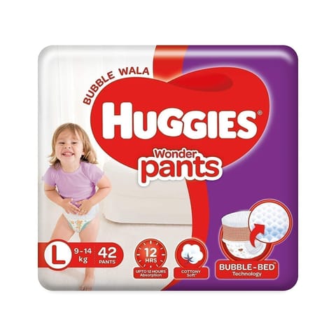 Huggies Wonder Pants, Large (L) Size Baby Diaper Pants, 42 count