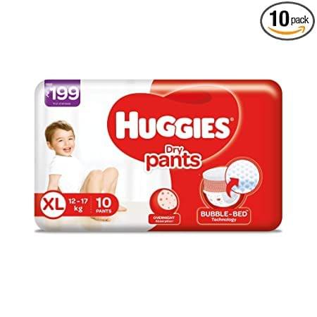 Huggies Dry Pants, Extra Large (XL) Size Baby Diaper Pants, 10 count