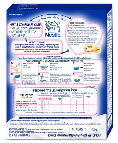 Nestle Lactogen Stage 1 Upto 6 Months Refill (400 gram)