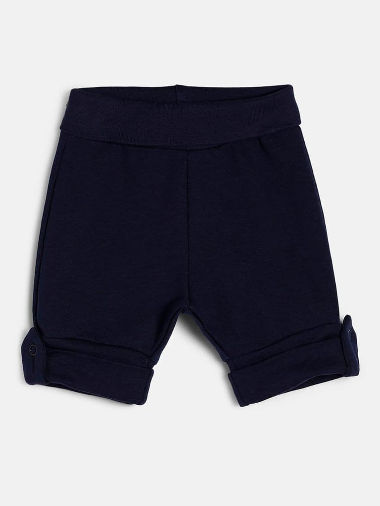 Chayim Baby Cotton Rich Expandable Knit Shorts Navy Blue