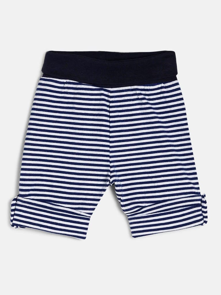Chayim Baby Cotton Expandable Knit Shorts Stripe Blue