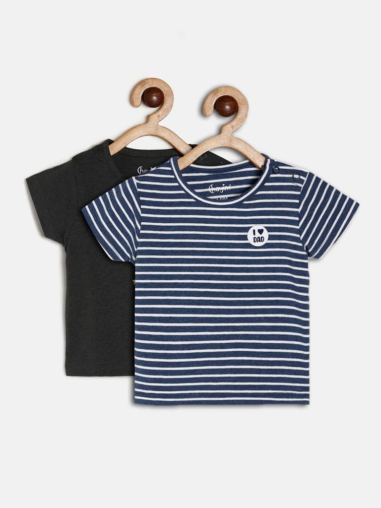 Chayim Pack of 2 bamboo Cotton Tees Denim & Raven