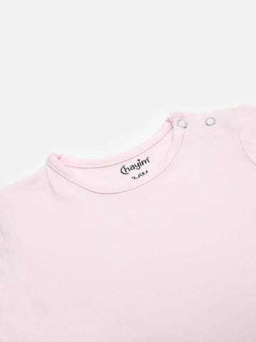 Chayim Baby Lowcrotch Dungaree Set Pink, Leaf Print