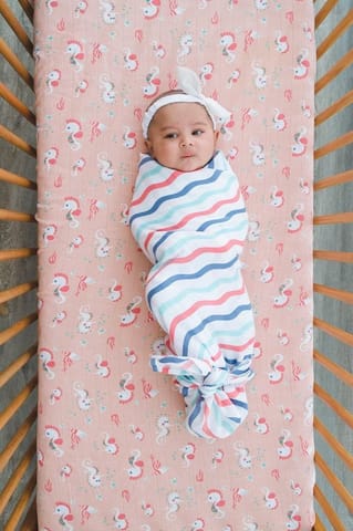 Kaarpas Ocean Dive organic muslin cotton swaddle 2 pack: Octopus, Dreamy Waves