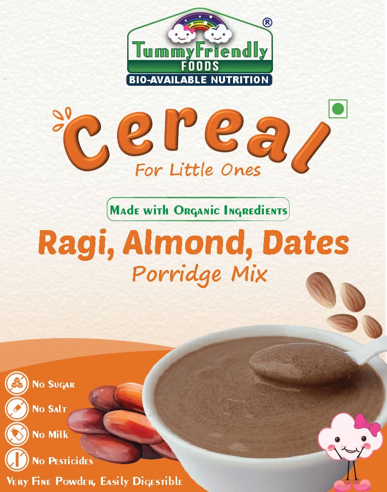 Tummy Friendly Foods Sprouted Ragi, Almond, Dates Porridge Mix Cereal (200 g, 8+ Months)