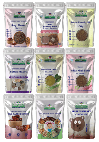 Tummy Friendly Foods CertifiedOrganic Baby Food For Toddlers 1+ Year, Dry Fruits Powder for Baby Kids Cereal (500 g, Pack of 9, 12+ Months)