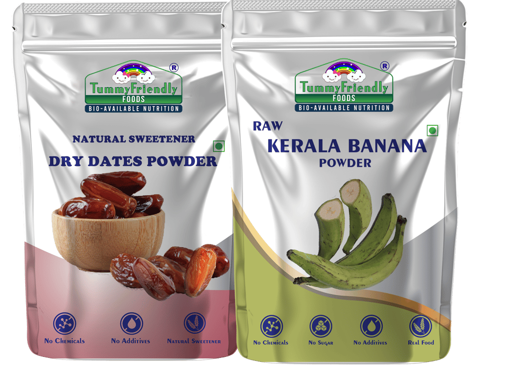 Tummy Friendly Foods Dry Dates Powder and Raw Kerala Banana Powder Cereal (200 g, Pack of 2)