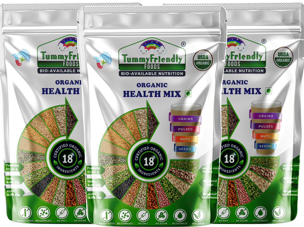 Tummy Friendly Foods 100% Organic Health Mix for Kids and Adults. No Chemicals, No Pesticides, No GMO 2400 g (Pack of 3)