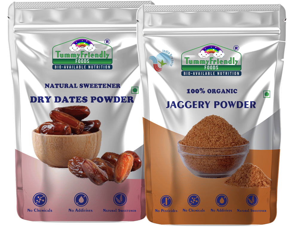 Tummy Friendly Foods Natural Sweeteners Premium Dates, Organic Jaggery Powder - 2 Packs, 200g Each Cereal (400 g, Pack of 2)