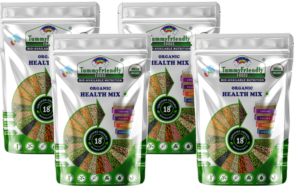 Tummy Friendly Foods Organic Health Mix for Kids and Adults. No Chemicals, No Pesticides 400 g (Pack of 4)