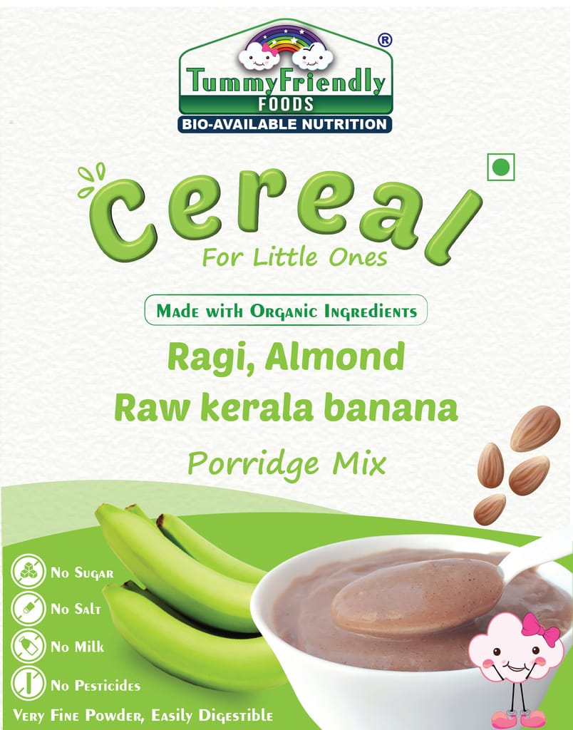 Tummy Friendly Foods Organic Sprouted Ragi Almonds Dates Porridge Mix | Made of Sprouted Ragi Powder Cereal (200 g)
