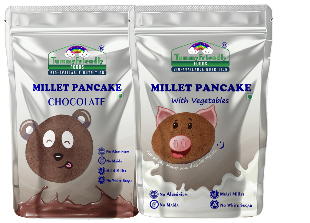 Tummy Friendly Foods Millet Pancake Mix - Chocolate, Veggies. HealthyBreakfast. 2 Packs 150g Each Cocoa Powder (2 x 150 g)