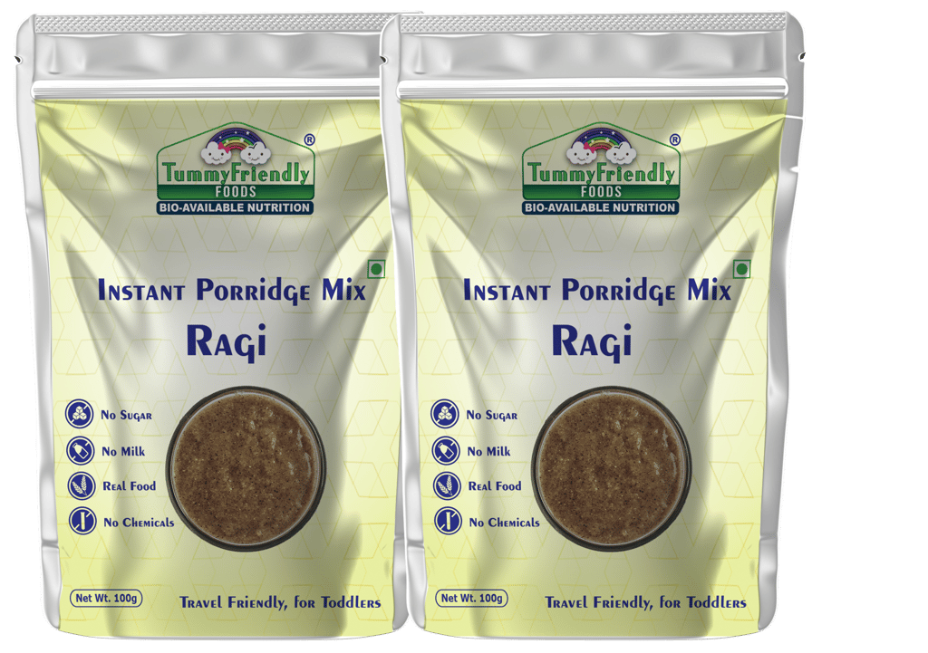 Tummy Friendly Foods Instant Porridge Mix for Toddlers. Travel Friendly. Organic Sprouted Ragi Cereal (200 g, Pack of 2)