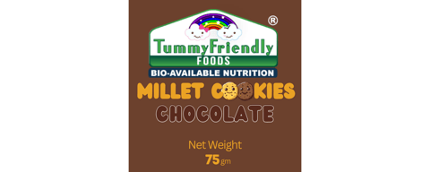 Tummy Friendly Foods Millet Cookies - Chocolate - 75 g. Healthy Ragi cookies for Baby, Kids & Adults