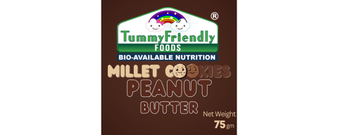 Tummy Friendly Foods Millet Cookies - Peanut Butter - 75 g. Healthy Ragi Jaggery Biscuits for Baby, Kids & Adults