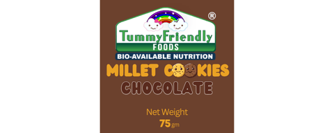 Tummy Friendly Foods Millet Cookies - Chocolate, Oats-Chocolate - Pack of 2 - 75g each. Healthy Ragi Biscuits, snacks for Baby, Kids & Adults