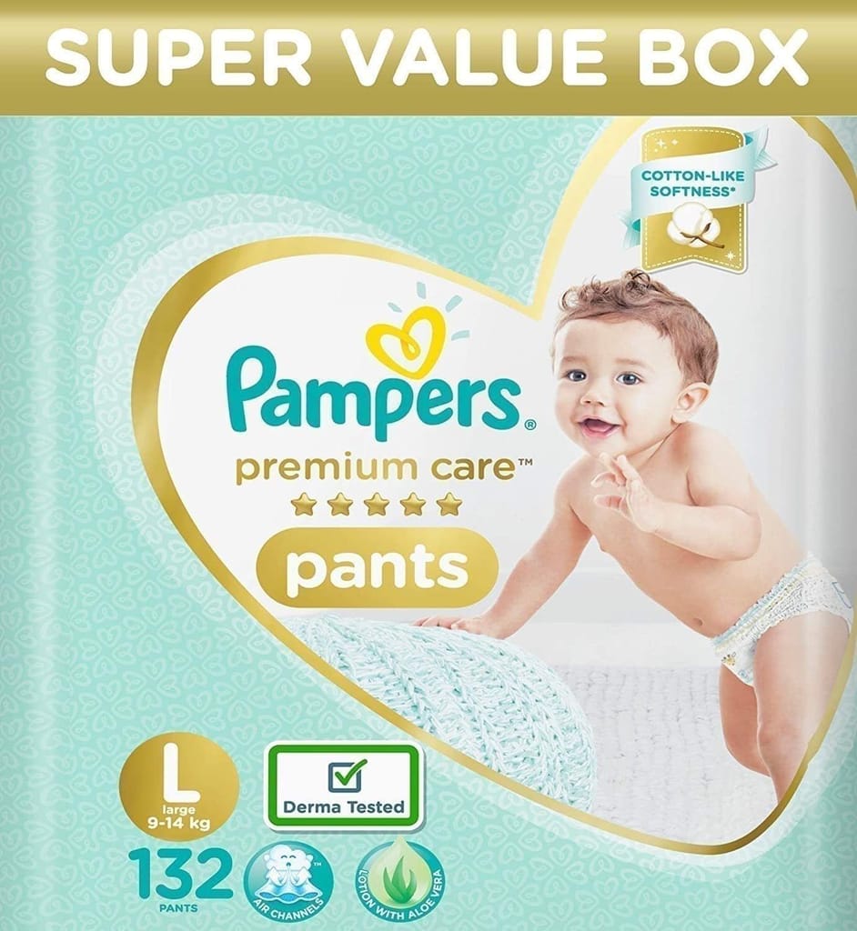 Pampers Premium Care Pants, baby diapers ,Large, 132 Count(9-14 kg)