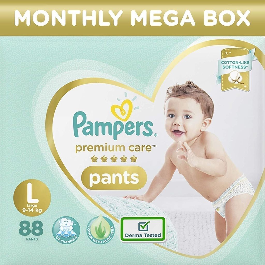 Pampers Premium Care Pants, Baby diapers (LG), 88 Count(9-14 Kg)